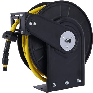 Retractable Air Hose Reel 1/2" Inch x 50 Ft Heavy Duty Steel Auto Rewind Hose-Reel Industrial Grade Rubber Hose - 1 of 4