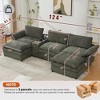 124" U-Shaped Modular Sectional Sofa with Chenille Upholstery, Storage Console, Wireless Charging, Bluetooth Speakers, Cup Holders, Movable Footstools - 2 of 4