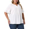 Agnes Orinda Women's Plus Size V Neck Ruffle Short Sleeve Casual Chiffon Blouse - 2 of 4