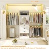 Besiost Freestanding Closet System with Hanging Rods and Mirror, Walk-In Wooden Closet Storage with Drawer - 2 of 4