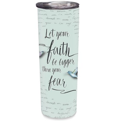 Elanze Designs Faith Bigger Than Fear Mint Birds 20 ounce Stainless Steel Travel Tumbler