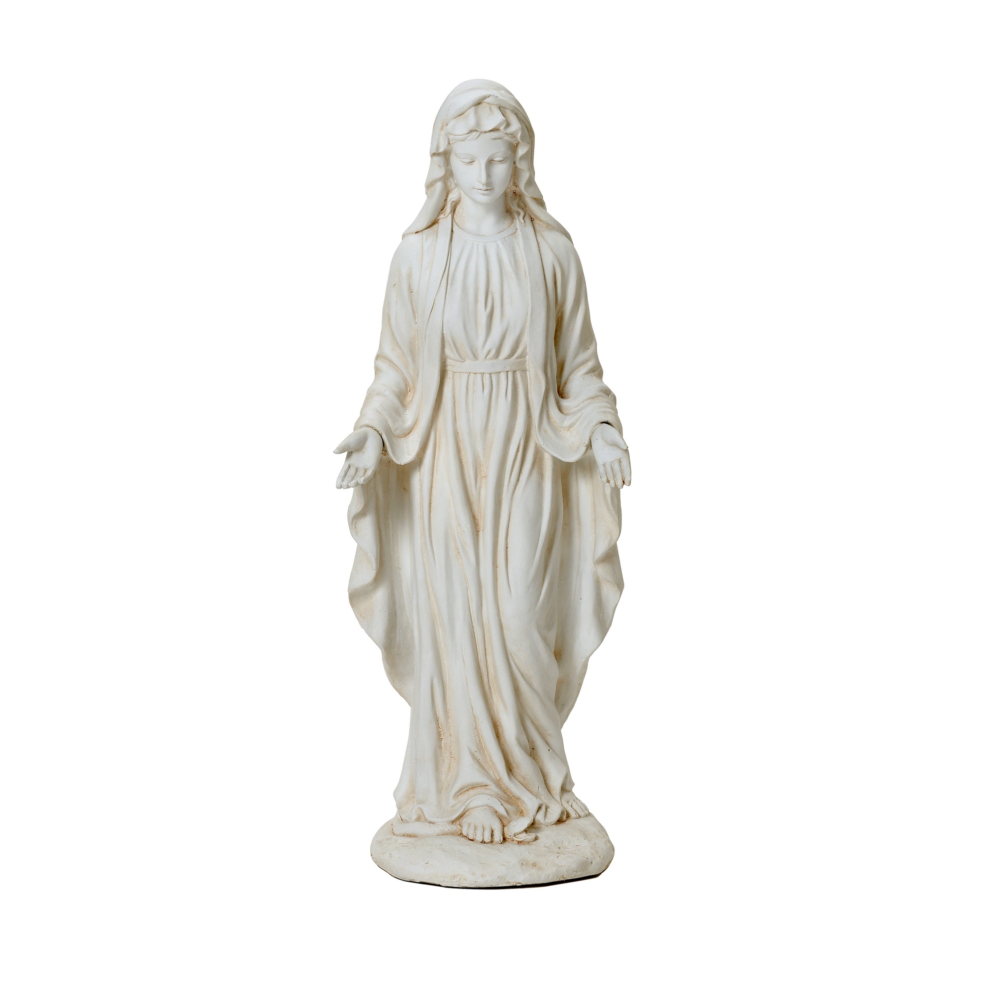 LuxenHome 30.5" LuxenHome Virgin Mary Statue, 30.5'' Ivory Religious Blessed Mother Indoor Outdoor Garden Sculptures Off-White