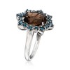 Ross-Simons 4.30 Carat Smoky Quartz Ring With .80 ct. t.w. London Blue Topaz in Sterling Silver - 3 of 4