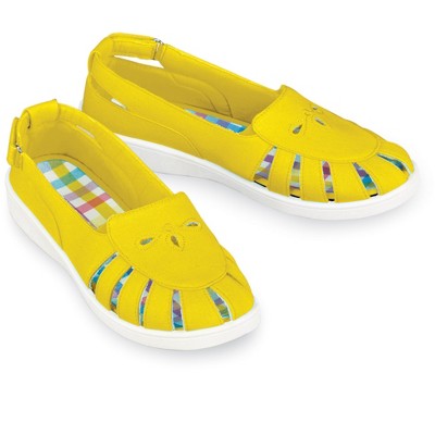 Collections Etc Adjustable Canvas Plaid Padded Insoles Sandals