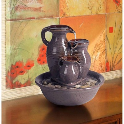Triple Jug Chocolate Speckle Ceramic Tabletop Water Fountain