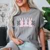 Simply Sage Market Women's Checkered Triple Bunnies Short Sleeve Garment Dyed Tee - XL - Grey - 2 of 2