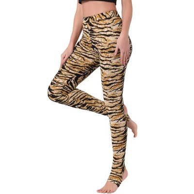 INSPIRE CHIC Women's Printed Stripe High Waist Elastic Waistband Yoga Stirrup Pants