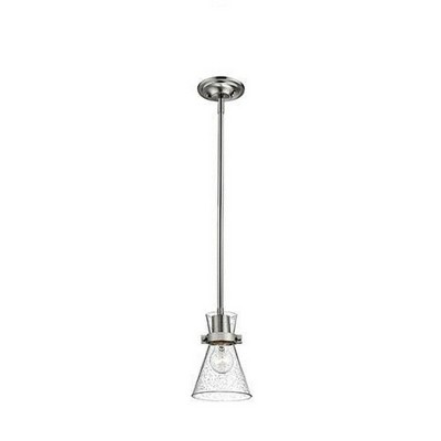 Layton Brushed Nickel Seeded Glass Indoor/Outdoor Pendant Light