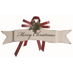 Transpac Metal White Christmas Merry Christmas Banner Wall Accent - 1 of 2