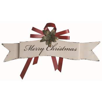 Transpac Metal 33.5 in. Multicolor Christmas Holiday Banner Wall Decor