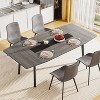 Tribesigns 70.8" Boat-Shaped Dining Table for 6-8 People, Industrial Kitchen Table, Large Wood Dining Room Table for Kitchen, Family Gathering - 4 of 4