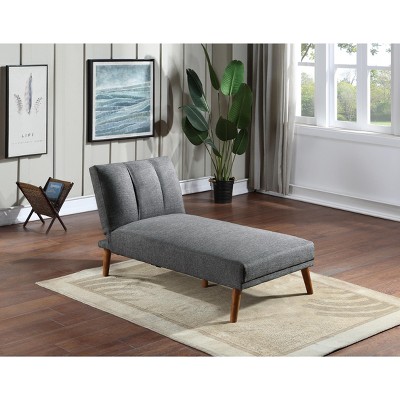 DOMETOUR Blue Grey Polyfiber 1pc Adjustable Chaise Bed Living Room Solid wood Legs Plush Couch
