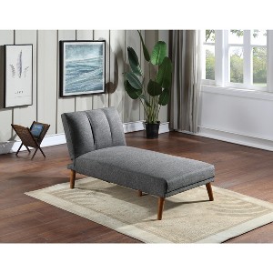 DOMETOUR Blue Grey Polyfiber 1pc Adjustable Chaise Bed Living Room Solid wood Legs Plush Couch - 1 of 4