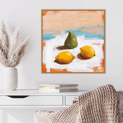 Sylvie Maple Framed Green Pear and Lemons Canvas Print