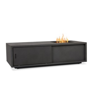 Vance 60" Rectangle Steel Propane or Natural Gas Fire Pit in Weathered Slate Table by Real Flame - 1 of 4