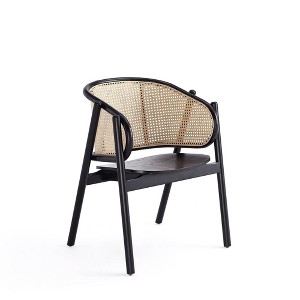 Manhattan Comfort Versailles Wood Armchair Black/Cane - Manhattan Comfort: Rattan Accent, No Assembly Required - 1 of 4