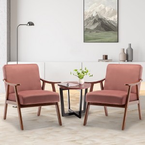 MAYEERTY Mid-Century Modern Chair Solid Wood Frame Accent Chair Extra-Thick Backrest Wingback Lounge Indoor Living Room Bedroom Reading Room - 1 of 4