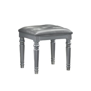 New Classic Furniture, Valentino Vanity Table Stool-Silver - 1 of 4