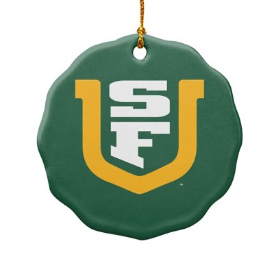 University of San Francisco Primary Logo Porcelain Scalloped Holiday Christmas Tree Ornament