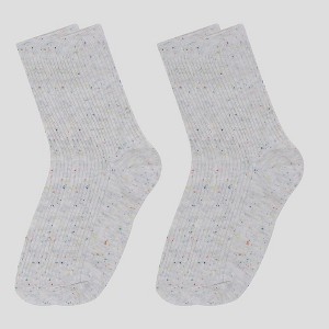Alilang Women's Chic Style Solid Speckled Crew Socks Non Slip Cotton for Casual 2 Pairs 4 Season - 1 of 4