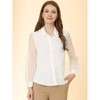 Allegra K Women's Button Down Sheer Sleeve Point Collar Work Tops - 2 of 4