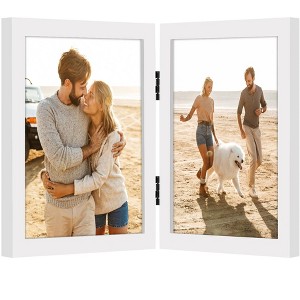 Americanflat 8x10 Hinged Picture Frame for 2 Photos - White - 1 of 4
