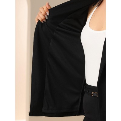 INSPIRE CHIC Women's Office Notched Lapel Long Sleeve Open Front Blazer Black Small — фото 5