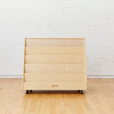 Natural Birch Double-Sided Mobile Book Display with Casters