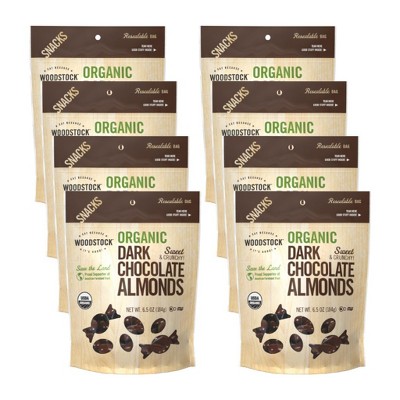 Woodstock Organic Dark Chocolate Almonds - Case of 8/6.5 oz