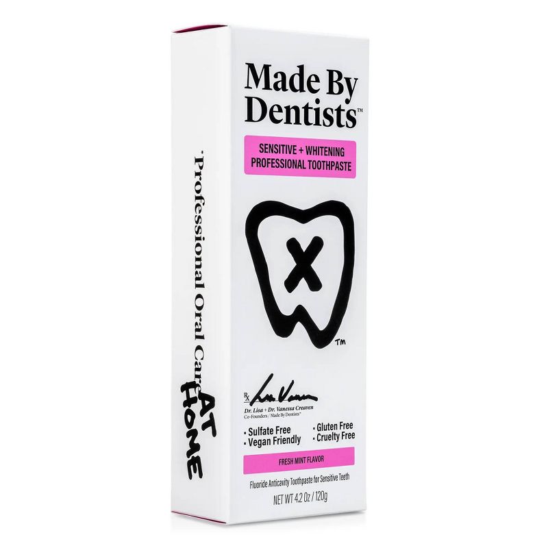 Made By Dentists Sensitive + Whitening Toothpaste - Fluoride Anticavity Toothpaste - Fresh Mint Flavor - 4.2oz, 3 of 8
