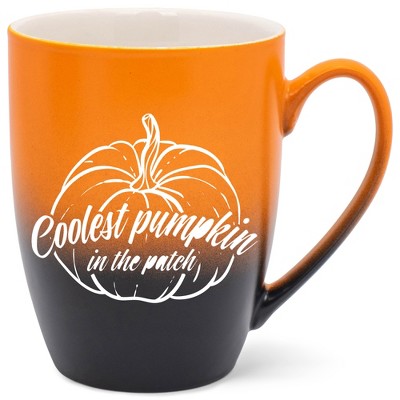 Elanze Designs Coolest Pumpkin In The Patch Two Toned Ombre Matte Orange and Black 12 ounce Ceramic Stoneware Coffee Cup Mug