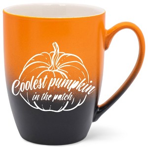 Elanze Designs Coolest Pumpkin In The Patch Two Toned Ombre Matte Orange and Black 12 ounce Ceramic Stoneware Coffee Cup Mug - 1 of 4