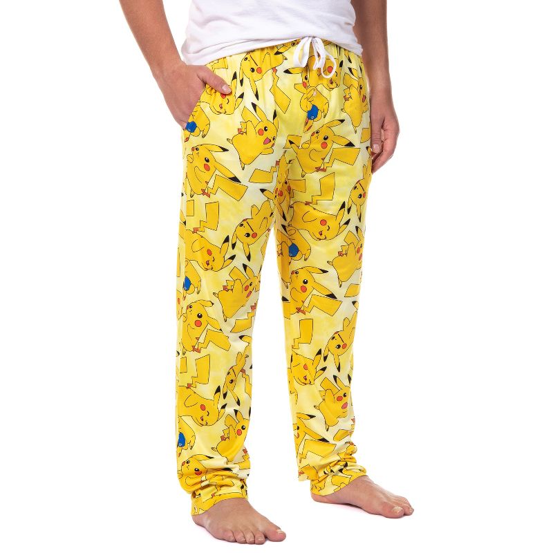 Pok�mon Men's Pikachu Allover Character Subtle Tie Dye Adult Pajama Pants, 1 of 5