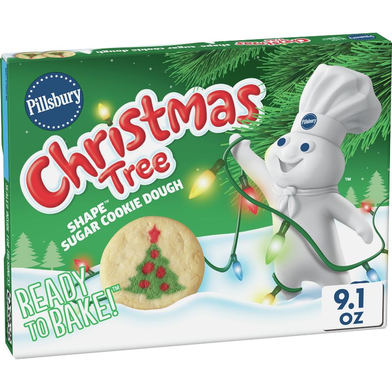 Pillsbury Ready-to-Bake Christmas Tree Shape Sugar Cookie Dough - 9.1oz/20ct, 1 of 12