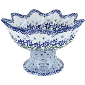 Blue Rose Polish Pottery P184 Manufaktura Pedestal Fruit Bowl - 1 of 2