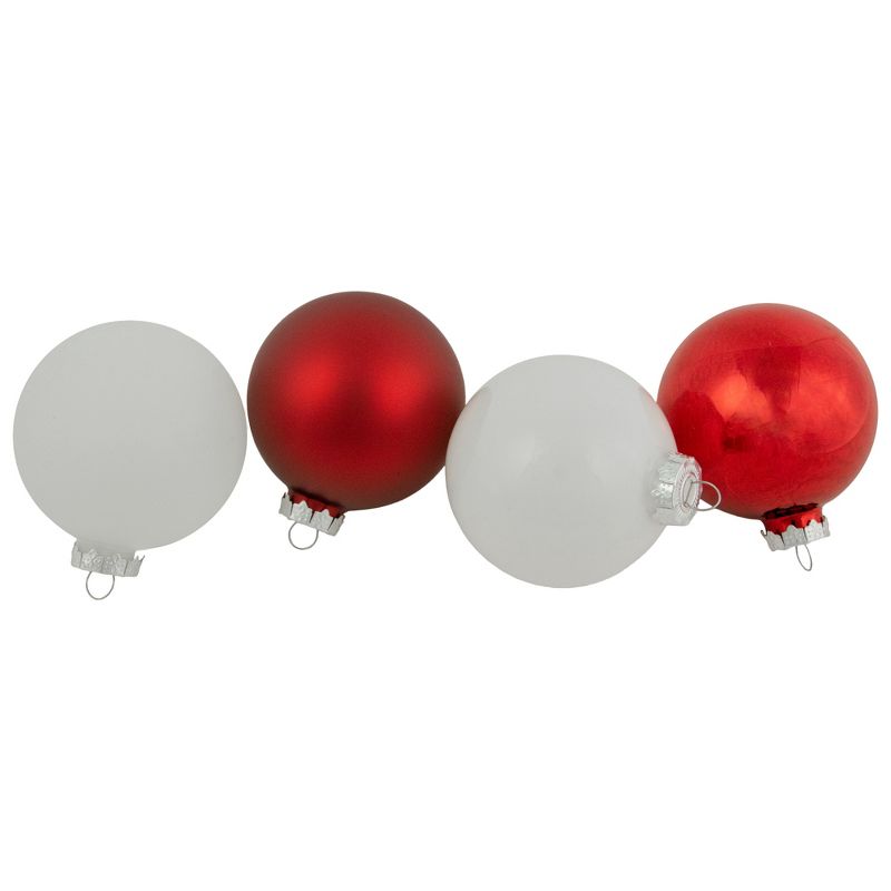 Northlight 96ct Red and White 3-Finish Christmas Glass Ball Ornaments 3.25" (80mm), 1 of 5
