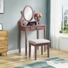NicBex Vanity Desk with Mirror 30" Vanity Table with Oval Mirror, British Style Wood Makeup Vanity with 3 Drawer and 1 Upholstered Stool - 2 of 4