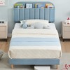 Twin/Twin XL Bed Frame with Storage Headboard Velvet Upholstered Platform Bedframe for Kids No Box Spring Needed - 4 of 4