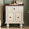 MOEPISY Vintage Nightstand with 2 Drawers and Roman Column Legs, Solid Wood Bedside End Table (Antique White) - 3 of 4