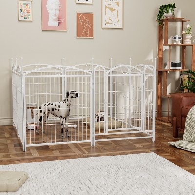 24 Inch Metal Dog Playpen With Bottom Mat - 8 Panel Indoor Pet Playpen For Puppies & Small Dogs
