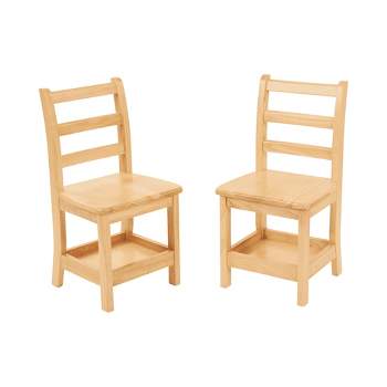 ECR4Kids Three Rung Ladderback Chairs with Storage, 2-Pack - Natural