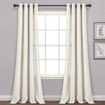 Set of 2 (84"x52") Faux Linen Grommet Window Curtain Panels - Lush Décor