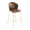 Indoor Upholstered Bar Stool, Dark Brown Faux Leather with Metal Frame, Set of 2 - 4 of 4