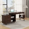 FUFU&GAGA Brown Adjustable L-Shaped  Computer Desk Office Desk with Storage Drawers - 3 of 4
