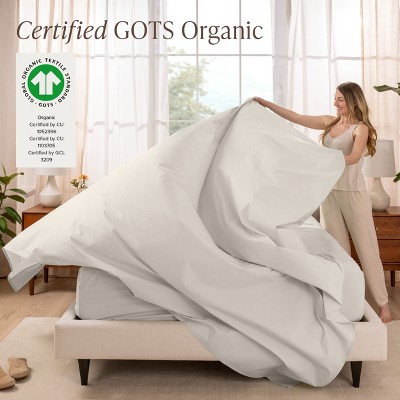 Twin XL French Beige Organic Cotton Percale Sheet Set