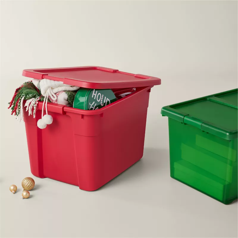 Idesign, Recycled Plastic 12 Medium Storage Bin with Handles and Paulownia Wood Lid, Gray, BPA-Free