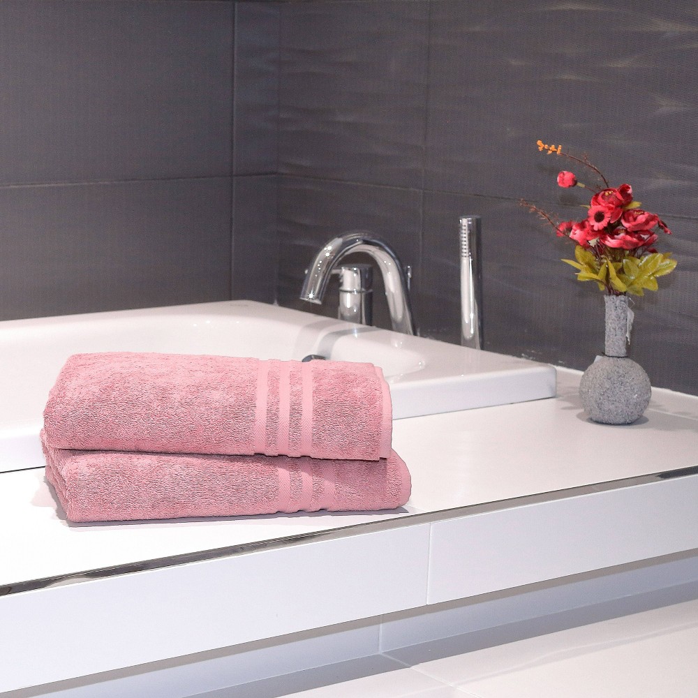 Photos - Towel 2pk Denzi Bath  Tea Rose - Linum Home Textiles: Heavyweight 550-800 GSM, Terry Construction, Machine Washable