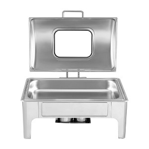 9 Qt Chafing Dish Buffet Set, Stainless Steel Rectangular Hydraulic Dining Stove with Viewing Lid - 1 of 4
