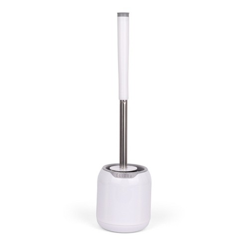 Silicone Bristles Toilet Brush and Holder Set with Tweezers - White - by  ELITRA HOME