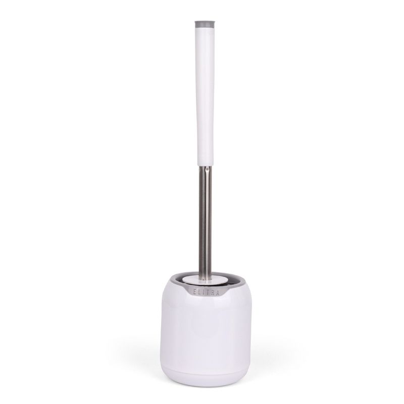 Silicone Bristles Toilet Brush and Holder Set with Tweezers - White - by ELITRA HOME,, 1 of 8